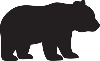 Stylized black panda silhouette icon for design projects isolated on white background