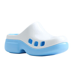 White and light-blue clog-style sandal