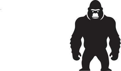 Black gorilla silhouette icon isolated on white background for design projects