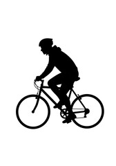 Fototapeta premium Silhouette of a person riding a bicycle, showcasing a dynamic and active lifestyle.