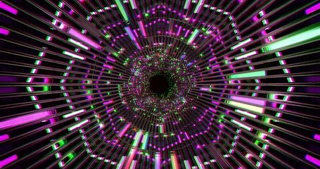 Vibrant tunnel of lights and colors in motion