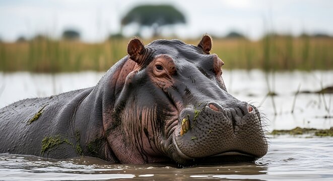 Hippo in water.