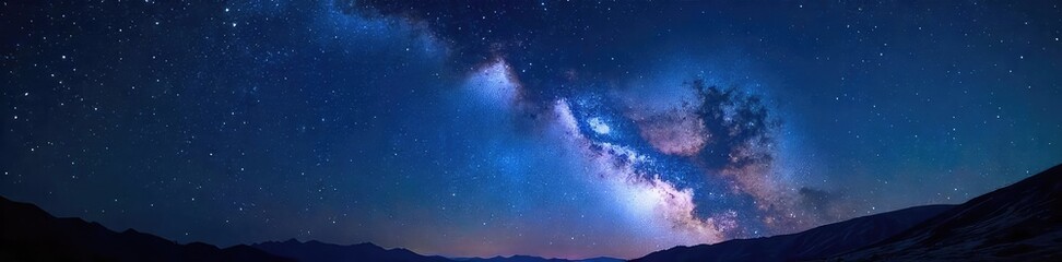 Fototapeta premium Stunning night sky ablaze with countless stars, a breathtaking celestial panorama, perfect for astronomy, travel, and space-themed projects , black, wonder
