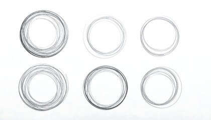 Six hand-drawn, nested circles on a white background. Each circle is composed of multiple scribbled lines, creating a sketchy appearance