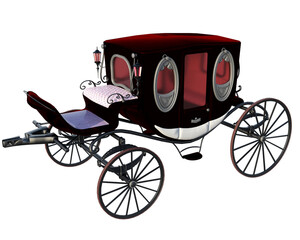 A traditional style carriage for being drawn by horses on a transparent background.