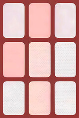 playing card / tarot card reverse side art, card back pattern or stationery / card design - red maroon pink crimson rectangle pattern with rounded corners and textures