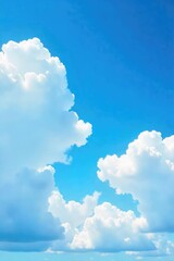 Vast, cerulean sky on a bright sunny day, fluffy cumulus clouds drift lazily across the expanse Perfect for travel, nature, or weather-related projects , outdoors, atmosphere
