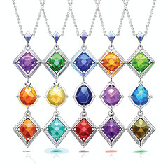 Assortment of Colorful Gemstone Pendants on Chains