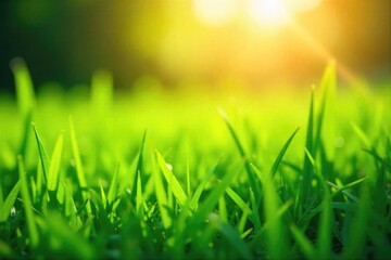Vibrant green grass bathed in the warm sunlight of a clear day  Perfect for nature, summer, or environmental themes  Ideal for website backgrounds or print projects ,  calm,  freshness