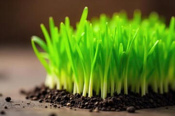Vibrant green wheatgrass shoots, freshly sprouted and ready for juicing or consumption A healthy, natural, and vibrant image perfect for health and wellness themes , natural, vegetable