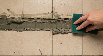 Grouting tiles with a sponge for a seamless, professional finish to home improvement