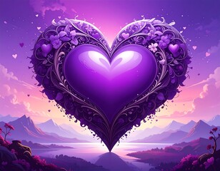 Purple heart, ornate, fantasy