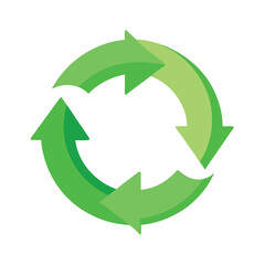 Obraz premium Four green arrows forming a circular recycling symbol