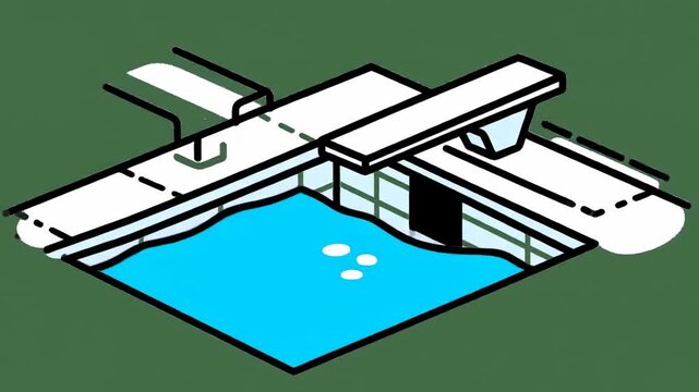 Swimming pool with diving board