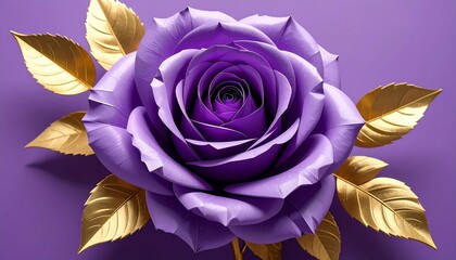 Purple rose with gold leaves