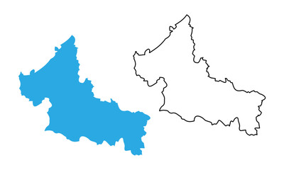 Obraz premium Map of San Luis Potosi, a state of Mexico. Map with detailed outlines and blue silhouettes