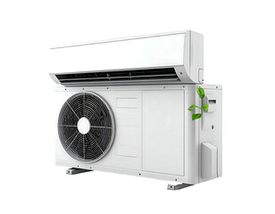 Fototapeta premium White wall-mounted air conditioner unit with outdoor component