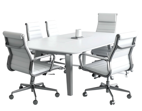 White conference table with four chairs - Powered by Adobe
