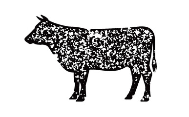 和牛のイラスト：スタンプ風デザイン素材