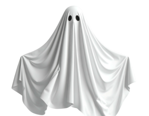 White ghost draped in a flowing sheet