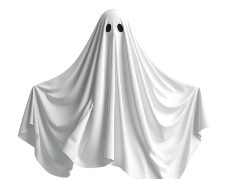 White ghost draped in a flowing sheet