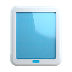 Square white tablet with light blue screen