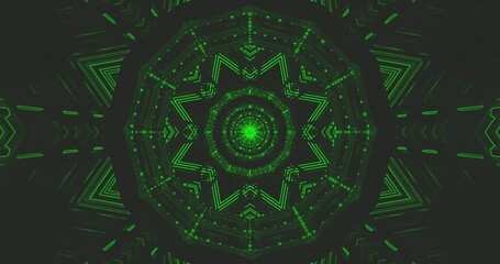 Geometric green patterns in intricate design