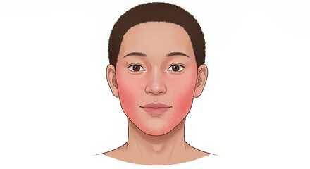 Young person's face showing skin redness and minor blemishes for medical illustration