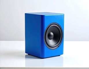 Obraz premium Blue speaker on white surface