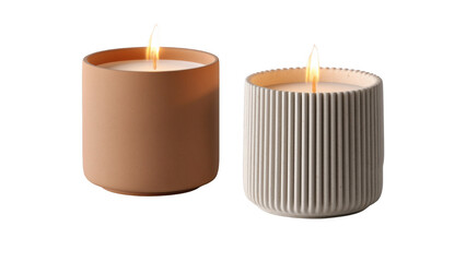 Two candles glow in autumn's warmth, created with AI, PNG
