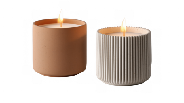 Two candles glow in autumn's warmth, created with AI, PNG