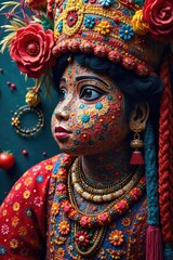 Fototapeta premium Vibrant Cultural Tapestry Intricate Weaving Showcases Traditional Artistic Skill and Rich Heritage