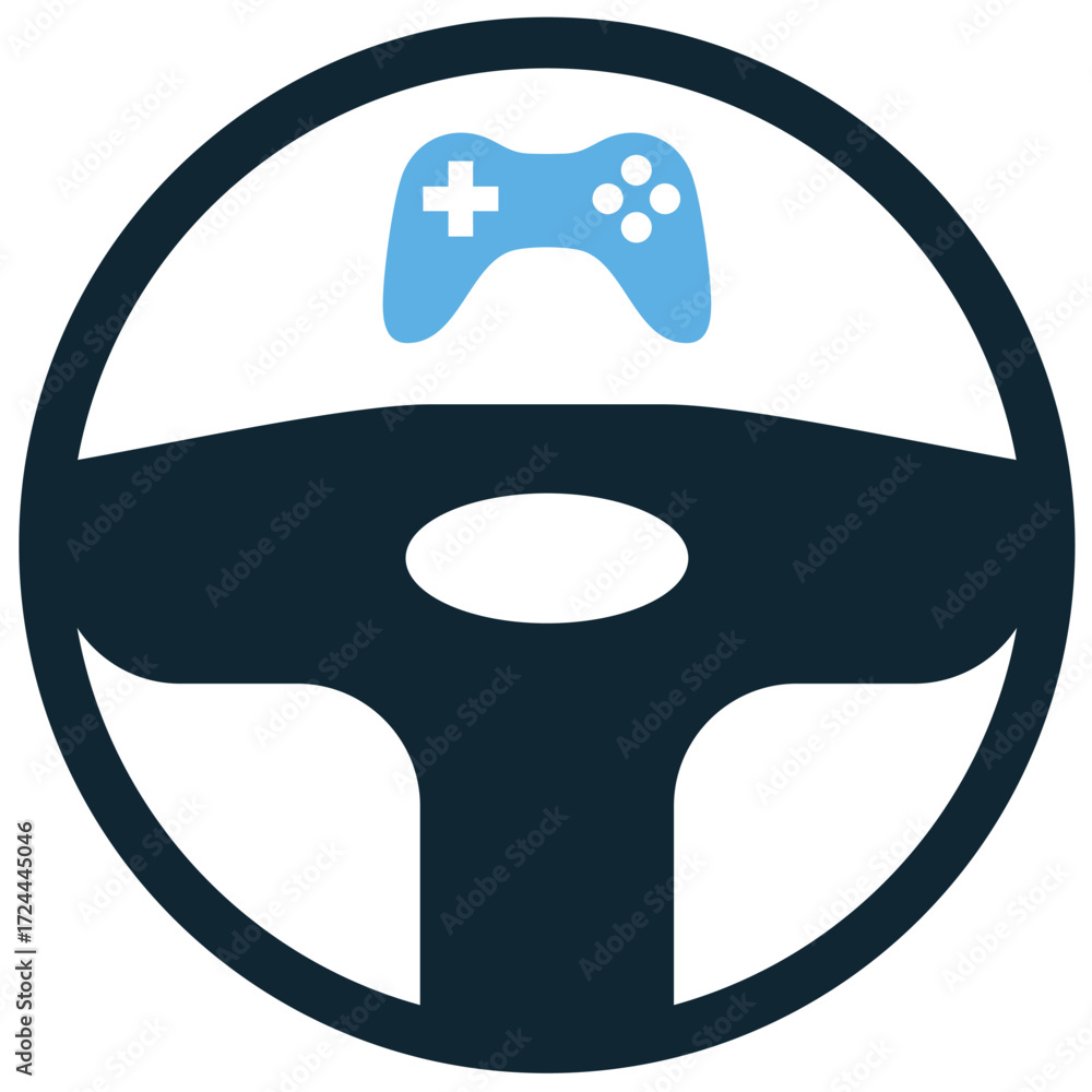 Poster steering wheel controller game icon vector. perfect for racing games, simulators, and gaming themes.