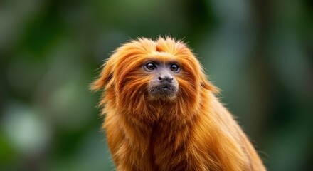 Closeup view of a golden lion tamarin monkey
