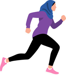 silhouette of a Muslim woman running 
