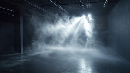 Foggy interior studio setting