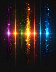 Abstract colorful light streaks on a dark background