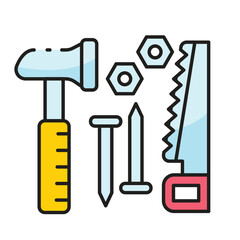 Hammer saw nails and nuts