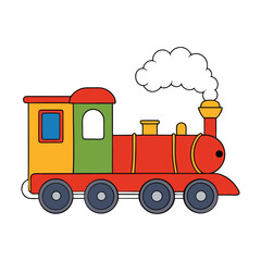 Naklejka premium A steam locomotive coloring page showing a classic train engine with a tall smokestack, large wheels, and billowing steam, perfect for vintage railway enthusiasts. 