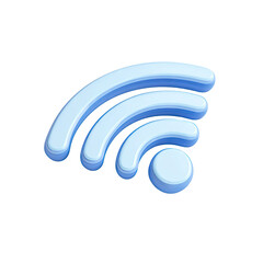 Light-blue 3D wifi symbol, smooth curves, rounded edges,  simple design