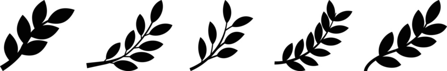 Fototapeta premium Leaf Branch Silhouette Vector Set – Decorative Foliage Clipart Design Elements