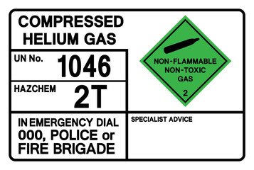 Compressed Helium Gas UN 1046 Symbol Sign, Vector Illustration, Isolate On White Background, Label.EPS10