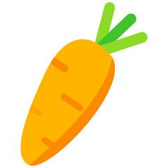 Fresh carrot illustration with green top, perfect for salad ingredient, healthy snack, farm product, and kitchen recipe design.
