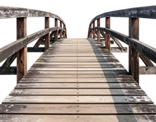 Aged wooden bridge extending into distance