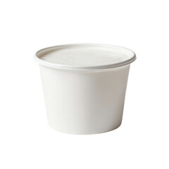 White plastic food container, full of creamy substance