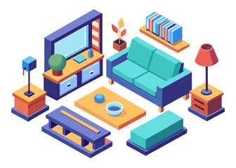 Obraz premium isometric set of furniture