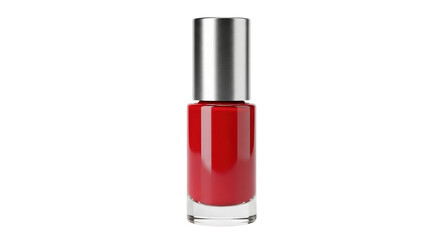Bottle of bright red nail polish for beauty and fashion isolated PNG with Transparent Background