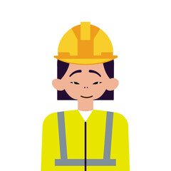 Asian female engineer wearing hardhat and safety reflective jacket	