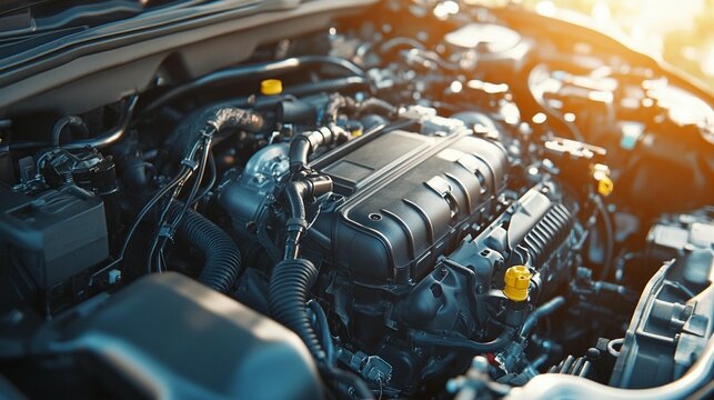 Close-up of a car engine compartment