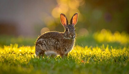 Rabbit in golden sunlight